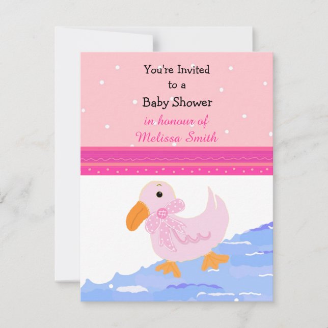 Pink Ducky Baby Shower Invitation (Front)