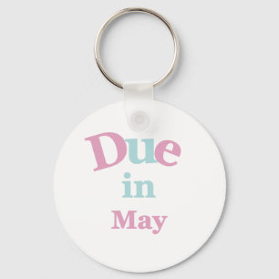 Pink Due in May Keychain