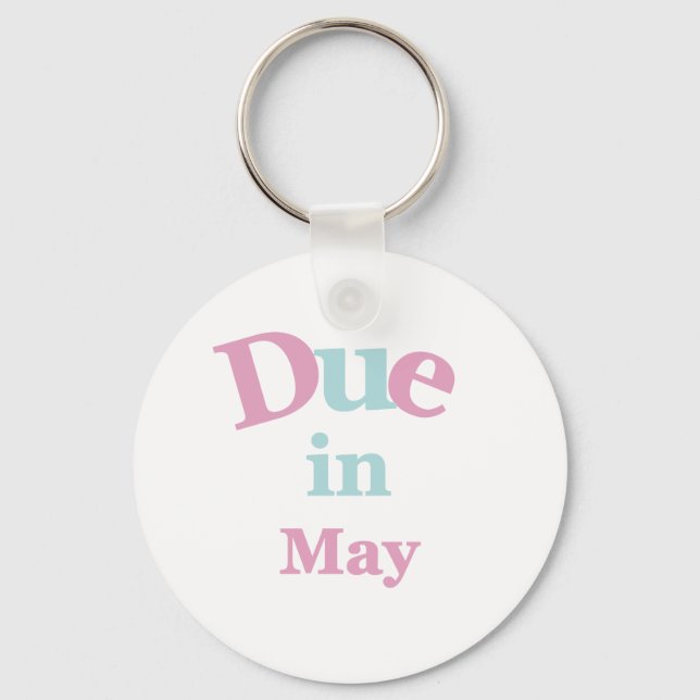 Pink Due in May Keychain (Front)