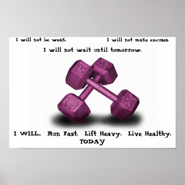 Pink Dumbbells Live healthy Poster (Front)