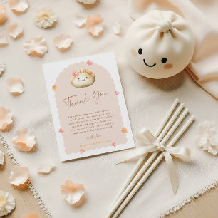 Pink Dumpling Baby Girl Shower Thank You Card