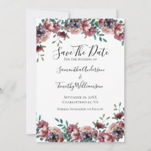 Pink Dusty Rose Blue Green Eucalyptus Floral Save The Date