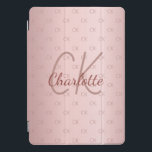Pink dusty rose monogram initials iPad pro cover<br><div class="desc">Personalize and add your name and monogram letters,  initials.  The monogram initials as a pattern on the background.   A girly and feminine dusty rose,  pink gradient background colour.  The name is written with a hand lettered style script.</div>