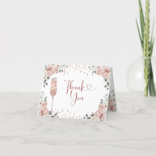 Pink Dusty Rose Petals and Prosecco Folded Card