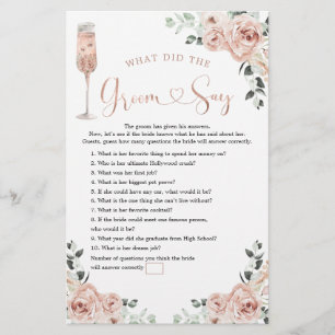 Pink Dusty Rose Petals and Prosecco Groom Say Game