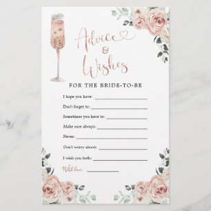 Pink Dusty Rose Petals Prosecco Advice & Wishes