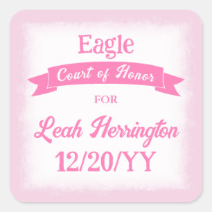 Pink Eagle Scout Achievement Party Favour Sticker