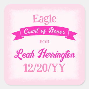 Pink Eagle Scout Party Favour Sticker
