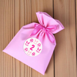 Pink Easter 2nd Birthday Classic Round Sticker