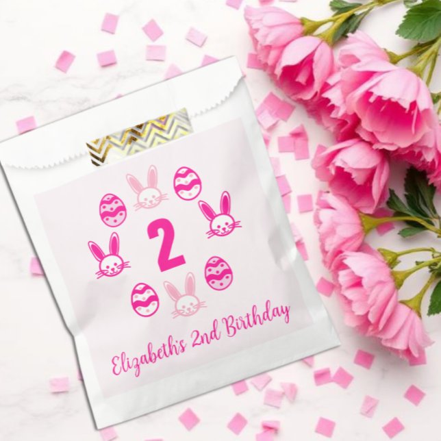 Pink Easter 2nd Birthday Favour Bag (Creator Uploaded)