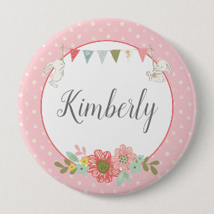 Pink Easter Basket Name 4 Inch Round Button
