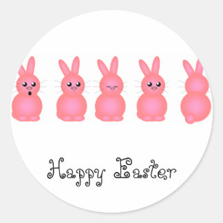 Pink Easter Bunnies Classic Round Sticker