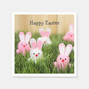 Pink Easter Bunnies in Grass Napkin