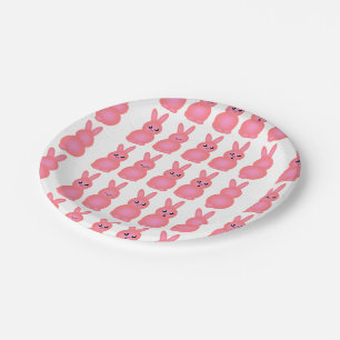 Pink Easter Bunnies Paper Plate