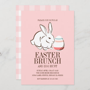 Pink Easter Bunny and Egg Brunch & Egg Hunt Invite