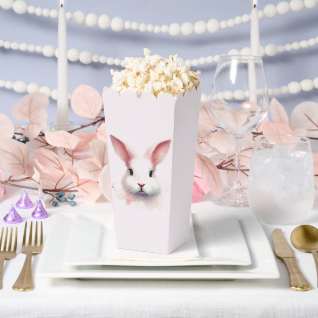 Pink Easter Bunny Favour Box – Popcorn & Treats (Wedding)