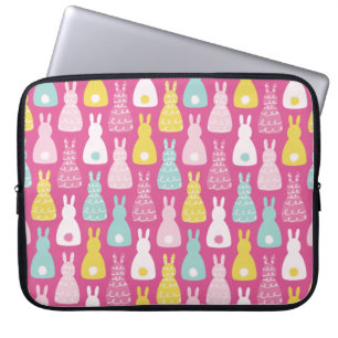 Pink Easter Bunny Rabbit Tail Laptop Sleeve