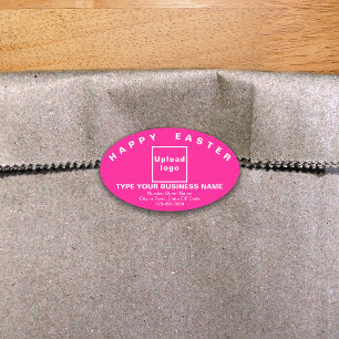 Pink Easter Business Oval Shape Sticker