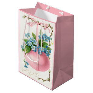 Pink Easter Egg and Flowers Medium Gift Bag