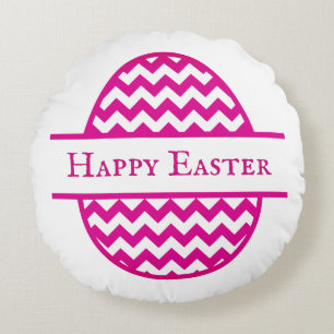 Pink Easter Egg Round Pillow