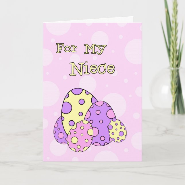 Pink Easter Eggs Happy Easter Niece Card (Front)