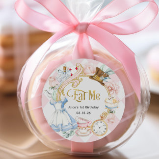 Pink, Eat me, Onederland 1st birthday Classic Round Sticker