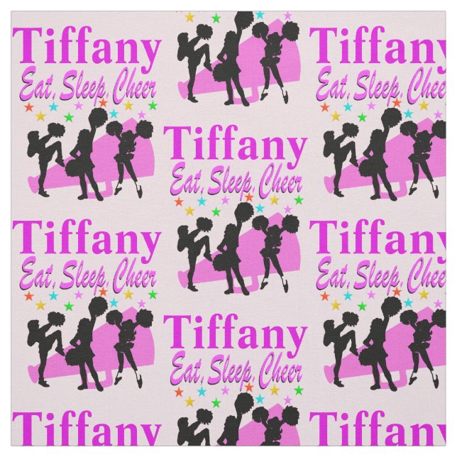 PINK EAT, SLEEP, CHEER PERSONALIZED FABRIC (Swatch)