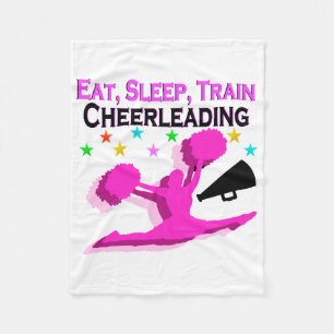 PINK EAT SLEEP TRAIN CHEERLEADING FLEECE BLANKET