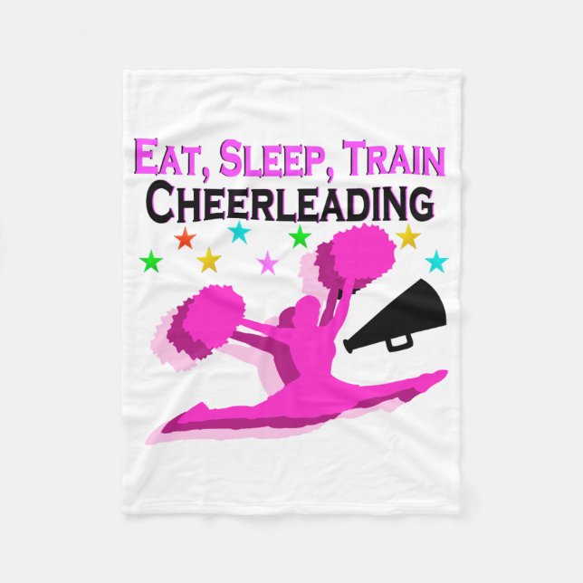 PINK EAT SLEEP TRAIN CHEERLEADING FLEECE BLANKET (Front)