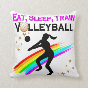 PINK EAT, SLEEP, TRAIN VOLLEYBALL THROW PILLOW