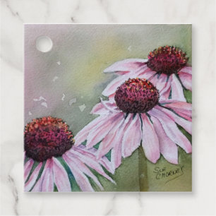 Pink Echinacea Daisies Favour Tags