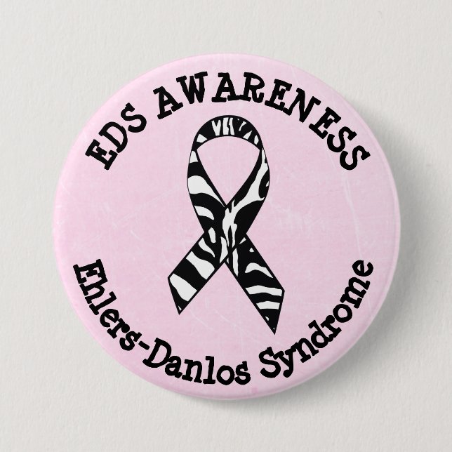 Pink EDS Awareness Ribbon  Button (Front)