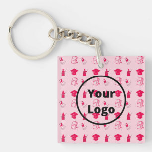 Pink education business pattern keychain