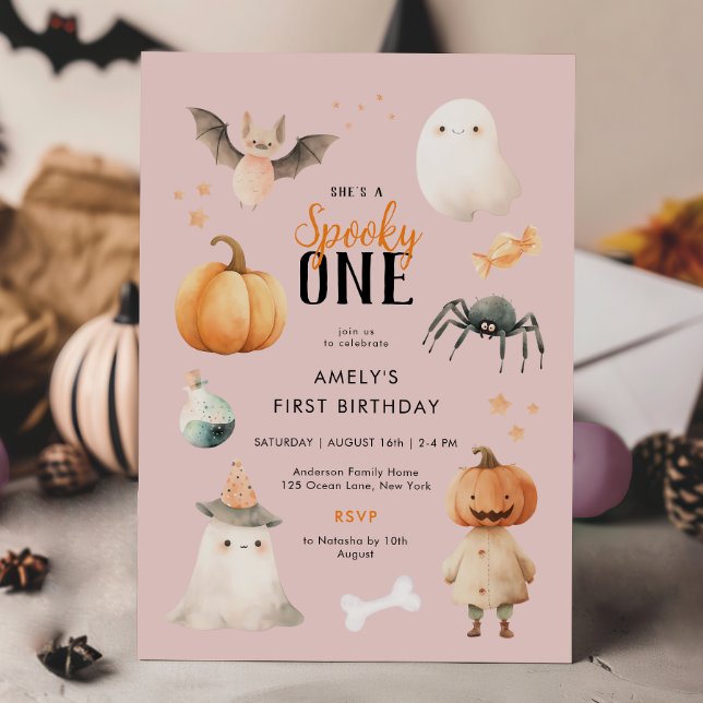 Pink Éffrayant Un Halloween Invitation Anniversair (Créateur téléchargé)