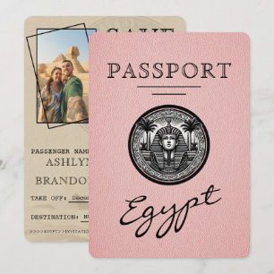 Pink Egypt Passport Wedding Save the Date