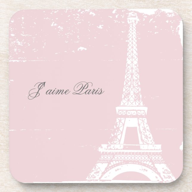 Pink Eiffel Tower Cork Coasters (Front)