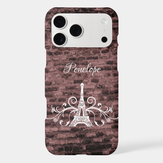 Pink Eiffel Tower Grunge Case-Mate iPhone Case (Back)