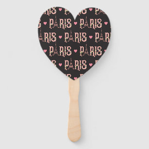 Pink Eiffel Tower Paris Flowers French Capital Hand Fan