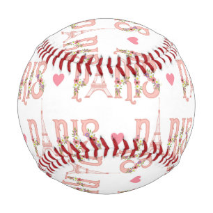 Pink Eiffel Tower Silhouette Paris Flowers French Baseball