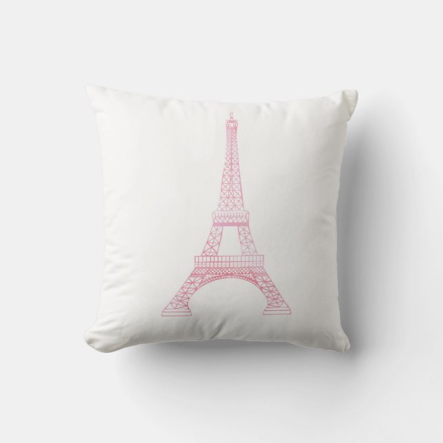 Pink Eiffel Tower Throw Pillow (Front)