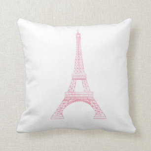 Pink Eiffel Tower Throw Pillow