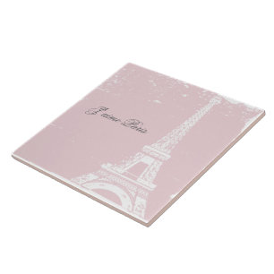Pink Eiffel Tower Tile & Trivet