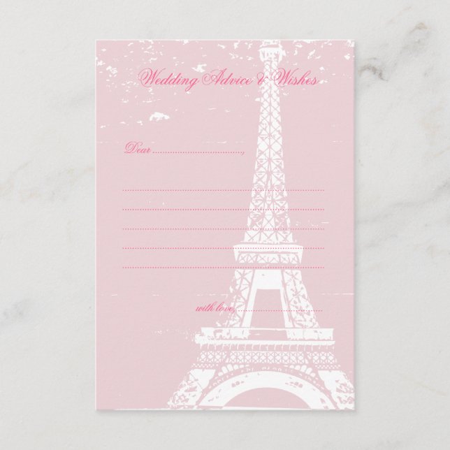 Pink Eiffel Tower Wedding Advice Cards (Front)