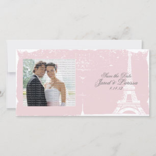 Pink Eiffel Tower Wedding Announcement Photo Cards