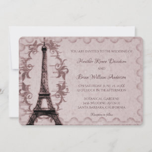 Pink Eiffel Tower Wedding Invitation