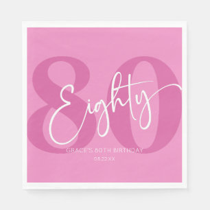 Pink Eighty 80th Eightieth Birthday Party Napkin