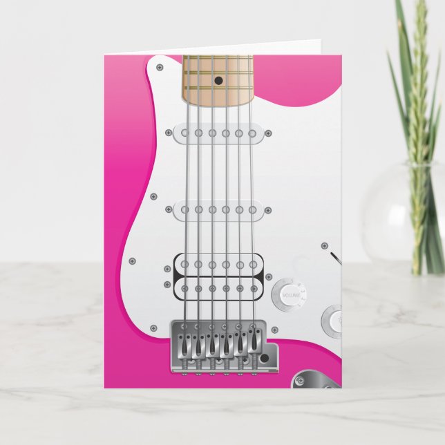 Pink Electric Guitar Greeting Card (Front)
