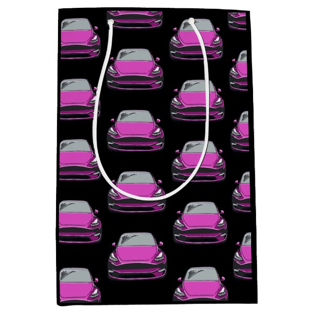 Pink Electric Vehicle SUV Car Black Background Medium Gift Bag (Front)