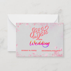 Pink Elegance: A Winter Wonderland Save the Date Card