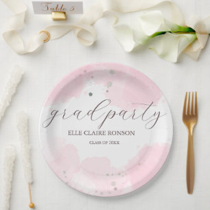 pink Elegance Graduation Party Invitation Paper Plate